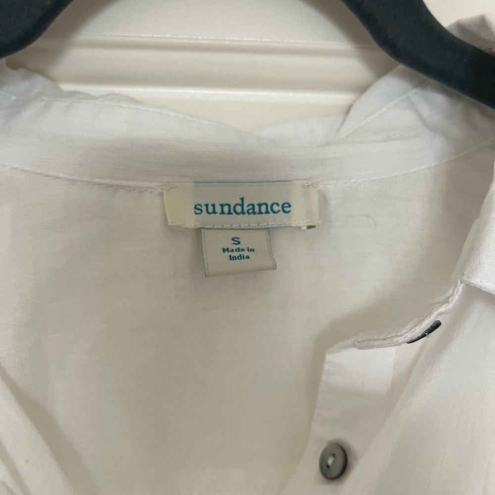Sundance Tensift Cotton Top Size S Eyelet detail Button-Up oversize BOHO - Picture 3 of 8